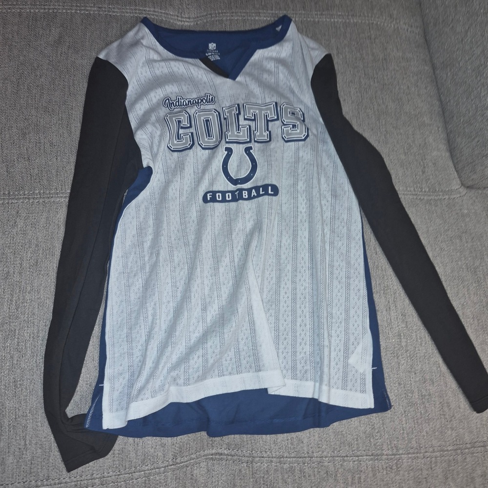 NFL Team Girls Apparel Indianapolis Colts Long Sleeve Mesh Graphic Shirt Blue L
